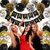 Gold Black Birthday Balloons Decorations Women Men Birthday Party Supplies Including Pom Poms Flowers Happy Birthday Banner Dots Garland Hanging Swirls and Balloons Confetti
