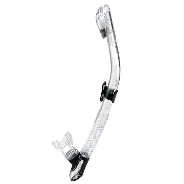 Mares Italian Design Premium Collection Ergo Dry Snorkel - Comfortable Silicone Mouthpiece and Purge Valve for Snorkeling and Scuba, Clear
