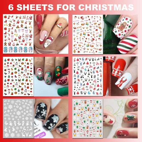 IDDFEVE 30 Sheets 8 Holiday Nail Art Stickers, Variety Pack All Season Nail Decals for All Year, Self-Adhesive Pegatinas Uñas 4th of July Halloween Fall Christmas Valentine St. Patrick's