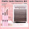 Fluffy Lash Clusters Kit with Bottom Lashes Lash Extensions Kit Wispy Volume Cluster Eyelash Extension Kit CD Curl 6-18mm Individual Lashes Kit Bond and Seal DIY at Home by ALICE
