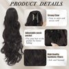 BARSDAR Ponytail Extension for Women, Claw Clip Ponytail Extension Long Wavy Dark Brown Hair Ponytail Extension Synthetic Clip in Ponytail Hairpieces for Women Daily Party Halloween(20'', Dark Brown)
