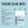 BASE LABORATORIES Piercing Aftercare Wipes | Cleanses & Sanitizes | Piercing Cleaner Wipes for Nose, Ear, Lips | Saline Solution for Piercings | Keloid Bump Removal & Piercing Bump Treatment -75 Wipes