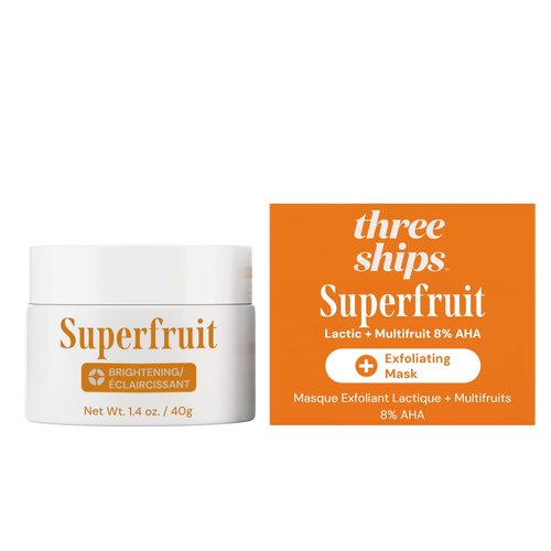 Three Ships Superfruit Lactic and Multifruit 8% AHA Exfoliating Mask – As Seen on Dragons’ Den – Natural Vegan Face Mask Scrub – Exfoliating Treatment Mask for Face – All Skin Types, 1.4 oz