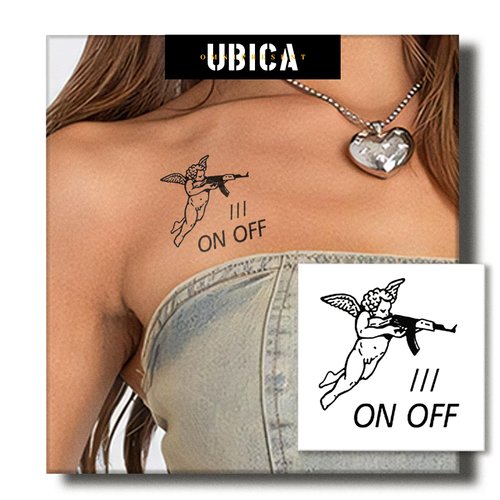 UBICA Temporary Tattoos Adult, 2 Sheets Fake Tattoos, Realistic And Long-Lasting Non-Reflective, Waterproof For 1-2 Weeks, Guardian Of Pure Love Tattoo 3x3in