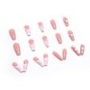 Hkanlre Coffn Press on Nails Tips Ballerina Long Heart Fake Pink Nails Full Cover Rhinestones Coffin False Nails for Women and Girls 24PCS