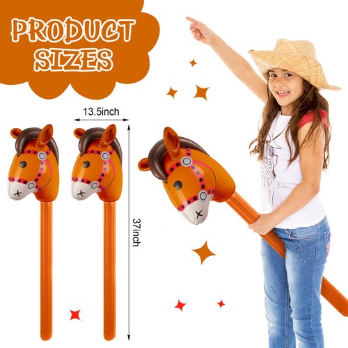 Chivao 12 Pieces Inflatable Stick Horse for Kids Horsehead Stick Balloon Cute Horse Sticks Inflatable Horse Cowgirl Party Decorations for Horse Themed Birthday Party Baby Shower (Fresh Style)