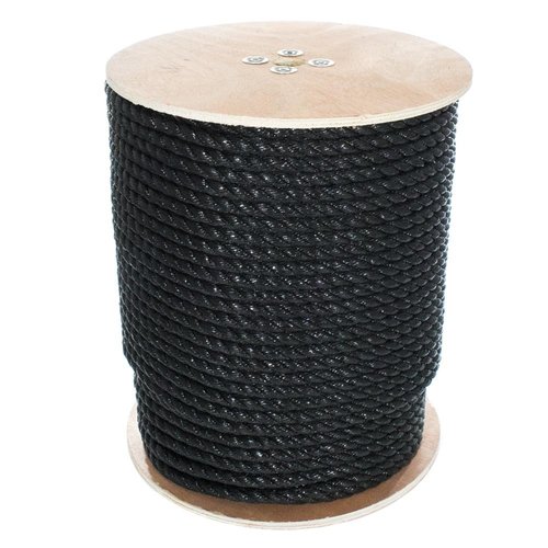 West Coast Paracord Twisted 3 Strand Polypropylene Rope (Black, 5/8 Inch, 10 Feet) - Waterproof and Floats in Water