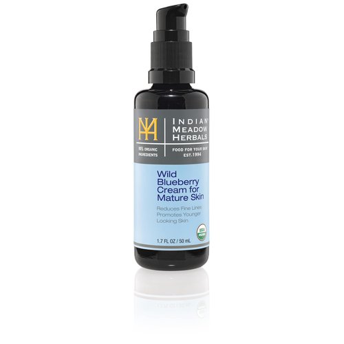 Indian Meadow Herbals Wild Blueberry Cream for Mature Skin (1.7oz) - Fine Line Face Cream. Promotes Younger-Looking Skin - Deep Facial Moisturizer. USDA CERTFIED ORGANIC.