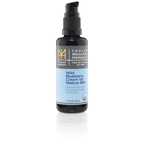 Indian Meadow Herbals Wild Blueberry Cream for Mature Skin (1.7oz) - Fine Line Face Cream. Promotes Younger-Looking Skin - Deep Facial Moisturizer. USDA CERTFIED ORGANIC.