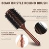 O BRUSHZOO Round Boar Bristle Brush for Blow Out, Blow Drying, Straightening, Styling, 2.8in, Brown - Adds Shine & Volume for Women & Men