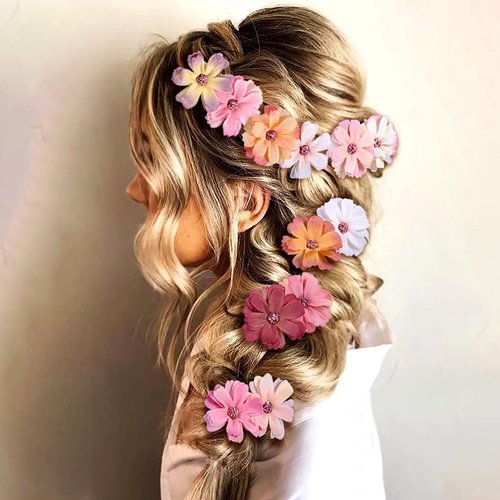Holone Flower Hair Clips Cute Daisy Hair Barrettes Small Boho Rose Hair Pins Hawaiian Artificial Flowers Women Hair Accessoires 7PCS