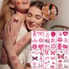 10-Pack Breast Cancer Awareness Temporary Tattoo Stickers – 2.9 x 4.7 Inch Pink Ribbon Fake Tattoos for Fundraisers, Walks, and Support Events