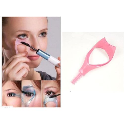 3Pcs Plastic Makeup Upper Lower Eye Lash Mascara Guard Applicator With Comb Eyelashes Curlers Applicators (Pink)