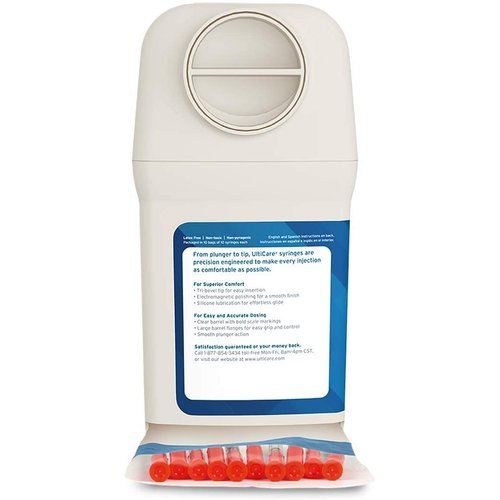 UltiCare VetRx U-40 UltiGuard Safe Pack Pet Insulin Syringes 1/2cc, 29G x 1/2", 100 ct (Without 1/2 Unit Markings)