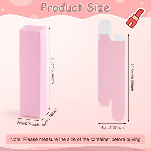 100 Pack 0.78 * 0.78 * 3.34 inch Kraft Paper Lipstick Box Rectangle Lip Balm Kraft Boxes Essence Oil Bottle Packaging Organzier for Makeup Sample Tube Storage DIY Gifts - Pink