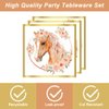 MASGY 40pcs horse birthday Party Supplies,include 20 dessert plate, 20 Napkin,For boys and girls birthday party supplies，Used for kentucky derby birthday Party Decoration (White and gold horse)