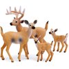 Gemini&Genius Animal Toys Whitetail Deer Figurines with Cub, 4Pcs Reindeer Family Woodland Animal Toys, Great for Kids Party Favors, Treasure Box Prizes, Goodie Bag Fillers, Family Fun or Cake Toppers