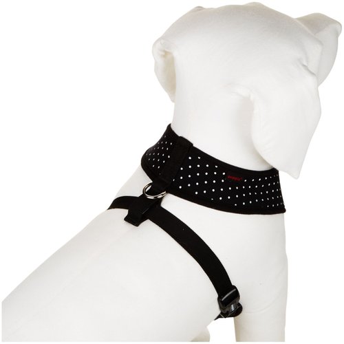 Puppia Dotty Dog Harness Over-The-Head No Pull No Choke Walking Training Adjustable for Small & Medium Dog, Medium, Black