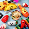 Syhood 6 Pcs Christmas Fiesta Dog Chew Toys Dog Sombrero Set, Include 1 Mexican Dog Sombrero Hat for Small Dog, 5 Squeak Plush Toys, Dog Chew Toy for Christmas Pet Gift