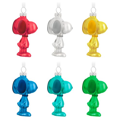 Hallmark Keepsake Christmas Ornaments 2023, The Peanuts Gang Snoopy, Glass Ornament, Set of 6, Gifts for Peanuts Fans