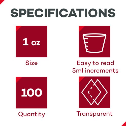 Dealmed Medicine Cups – 100 Medicine Measuring Cups, Graduated, 1oz Disposable Plastic Medicine Cups, Ideal for Doctor's Offices, School Nurse's, Hospitals, at Home and More