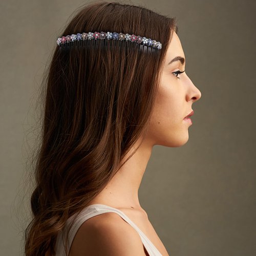 12PCS Sparkly Rhinestone Flower Vintage Side Hair Clips - 24 Teeth French Style Hair Accessories with 6 Colors for Women and Girls