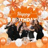 62pcs Orange Birthday Decorations Orange Happy Birthday Banner Balloons Arch Kit Star Foil Balloons Orange Birthday Backdrop Tablecloth Halloween Fall Thanksgiving Birthday Decoration Supplies