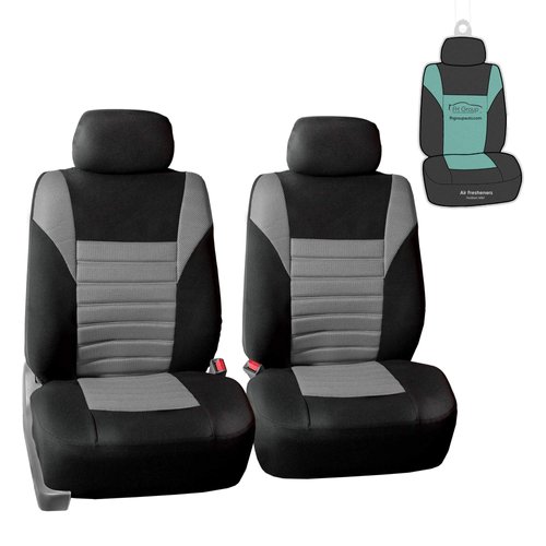 FH Group Car Seat Cover Premium 3D Air Mesh Front Pair Set Car Seat Covers Airbag Compatible,Gray and Black Automotive Seat Cover with Gift Universal Fit Interior Accessories for Cars Trucks and SUVs