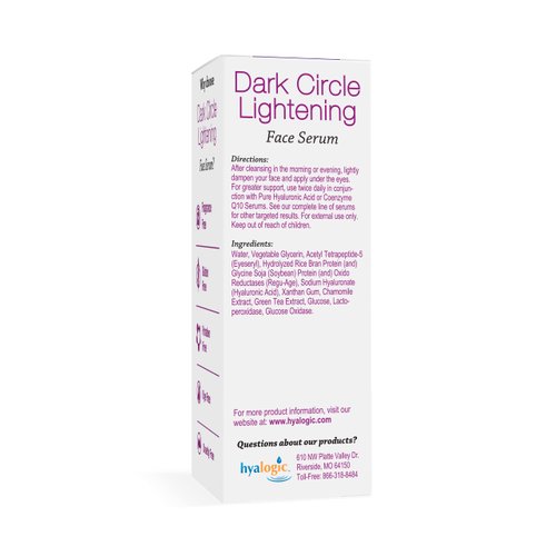 Hyalogic Dark Circle Lightening Face Serum - Treat Under Eye Dark Circles w/Hyaluronic Acid, Eveseryl & Regu-Age - Soothe, Nourish & Rejuvenate Skin - .47oz