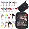 PLUSINNO Fishing Lures for Bass 20pcs Spinner Lures with Portable Carry Bag,Bass Lures Trout Lures Hard Metal Spinner Baits Kit (20pcs Spinner Set with Bag)
