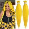 Unionbeauty 26 Inch Pre Stretched Braiding Hair 2 Packs Yellow Braiding Hair for Box Braids Hot Water Setting Easy Braid Yaki Texture EZ Braids Synthetic Hair Extensions Crochet Bradids Hair (YELLOW#)