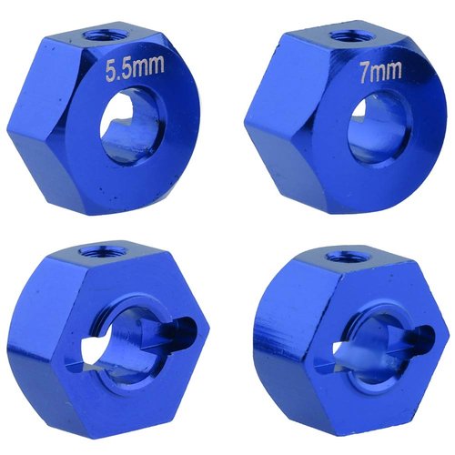 Hobbypark Aluminum 12mm Hex Wheel Hubs for Traxxas 1/10 2WD Slash, Rustler, Stampede,Hop-ups Replacement of Part 1654 3654 (4pcs) (Navy Blue)