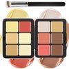 LSxia 12 Colors Cream [Blush+Contour+Concealer+Highlighter] Makeup Palette for Cheeks - Multi-functional Makeup Palette with Brush, Natural Matte Long Wearing, Waterproof Face Makeup Palette (#05)