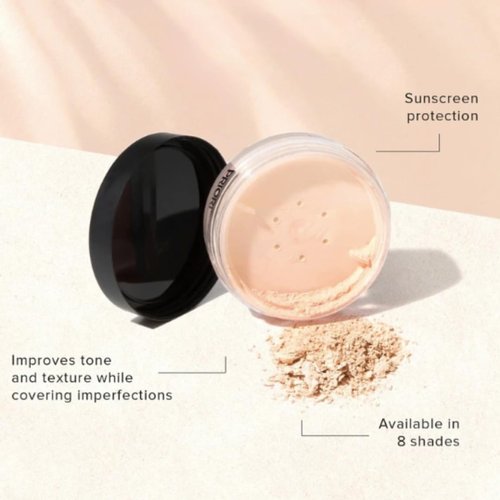 PRIORI Skincare Mineral Foundation, Natural Loose Make Up Powder, Sunscreen Protection, Advanced Skin Correction, Recommended for Sensitive Complexion (Medium Tan, 7 Grams)