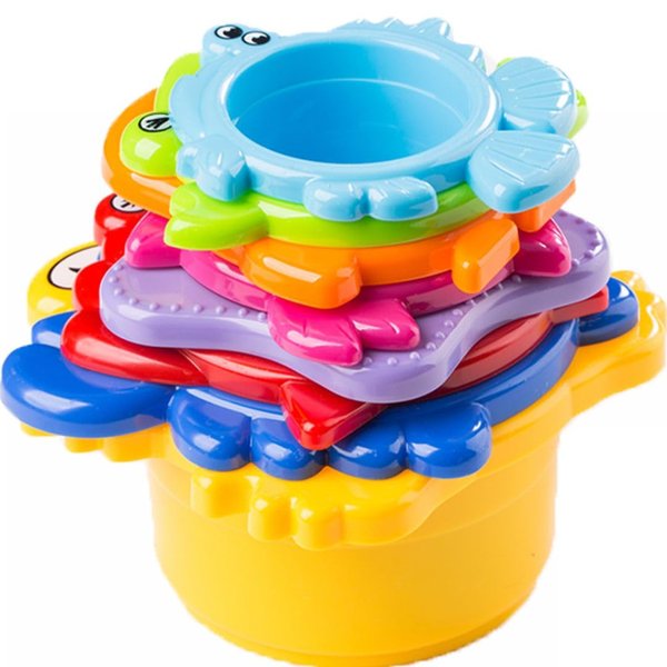 Baby Bath Toy - Beach Stacking Cups for Boys and Girls - Bath Tub Toys for Toddlers and Kids - 8 pcs