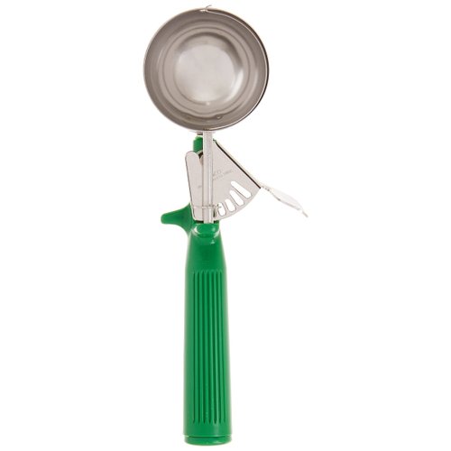 Winco Ice Cream Disher with Green Handle, Size 12, Two and two third ounces, Stainless Steel
