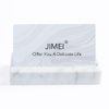 JIMEI Business Card Holder for Desk - Business Card Display Holder - Made of White Carrara Marble - Desk Organizer Stand for 25 Business Cards - Cute Office Desktop Accessory for Men and Women