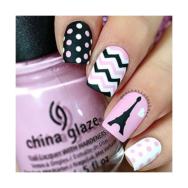 Whats Up Nails - Eiffel Tower Nail Stencils Stickers Vinyls for Nail Art Design (1 Sheet, 20 Stickers & Stencils)