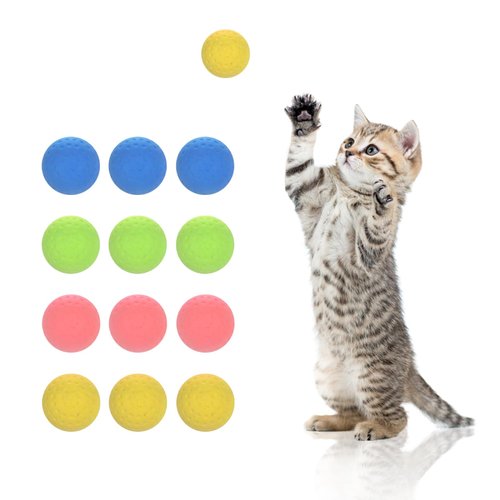 Graunton Cat Ball Toy Indoor Soft Toys use for Kitten Exercise Interaction, Kitten Toys Easy to Carry Going Out, Takes Less Space, Lightweight, Cat Balls Sturdy, Elastic, Noise Free (24pcs)