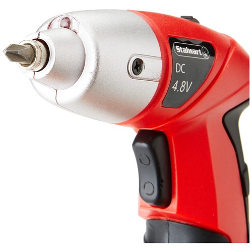 25-Piece Electric Screwdriver Set - Cordless Drill with LED Work Light, Automatic Spindle Lock, and Screw Driver Bits by Stalwart (Red)