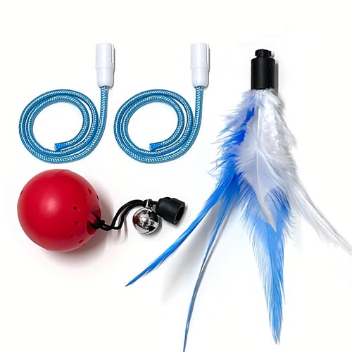 FOXYYDS The cat Toy Attachment Have 1 Feathers, 2 Nylon String, 1 Track Ball and 1 Bell in The Package.