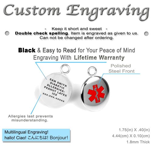 My Identity Doctor - Custom Engraved Medical Alert Bracelet - Silk Woven Steel - Gray