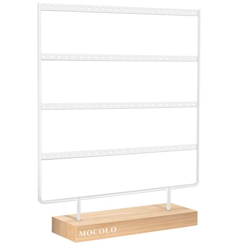 Mocolo Earring Holder Stand, Earring Organizer Display Holder Stand for Hanging Earrings(88 Holes & 4 Layers) (White)