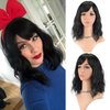FAELBATY Black Wigs With Bangs Shoulder Length Bob Wig for women Synthetic Cosplay Wig Black Bob Wig for Girl Costume Wigs (14" Black Color)