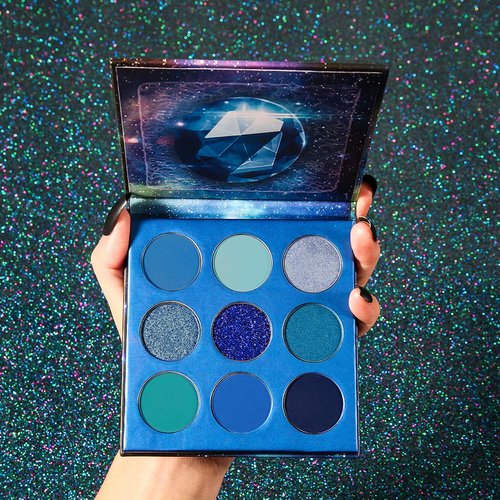 docolor Eyeshadow Palette 9 Colors Blue Eyeshadow Gemstone Shadow Palette Highly Pigmented Mattes Shimmers Naked Smokey Glitter Cream Colorful Powder Blendable Long Lasting Waterproof Makeup Palette