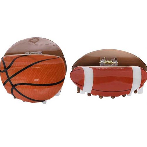 2 Pcs Sports Ball Hair Claw Clips Rugby Basketball Hair Jaw Clamps Acrylic Non Slip Hair Barrette Hair Grip Hair Accessories for Women and Girls
