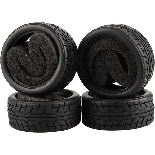 Shaluoman 8pcs 1/10 on Road Soft Tires Tyres Fit for RC 1:10 Touring On Road Car Wheels Rim Black