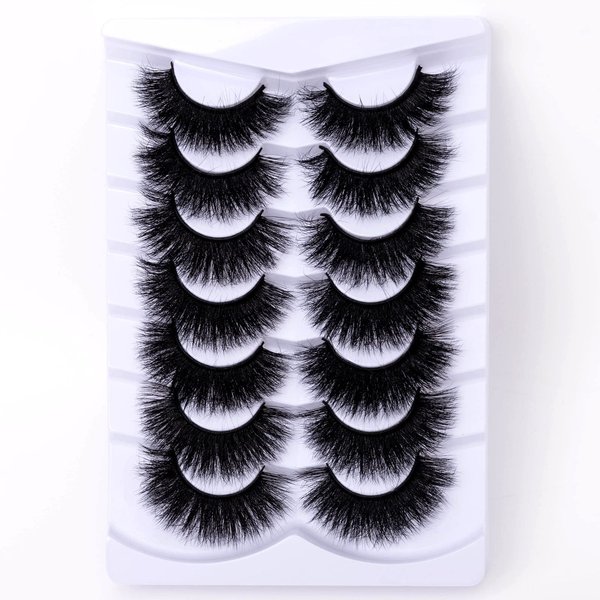 SQYlashes Fluffy Full False Eyelashes Wispy 3D Faux Mink Lashes Thick Fake Lashes Strip - 7 Pairs, Z13