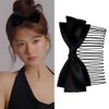 Bow Side Comb Hair Pin for Women Bangs Comb Pin for Girls Black Bow Hair Comb for Thick Hair Comb Pin for Bow Hair Clip Comb for Teen Girl Hair Comb Pin for Women Silk Bow Hair Comb