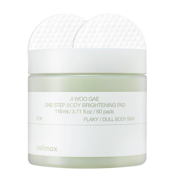 celimax Ji.Woo.Gae ONE STEP Body Brightening Pad | Exfoliating Pad for Body, For Armpit Under Arm, Knee & Elbow, with Green Tea & White Truffle,110ml (60 pads)